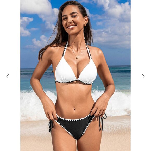 NWT Contrast Push-Up Bikini Top & Cheeky Bottoms Set Size Small - Picture 3 of 7